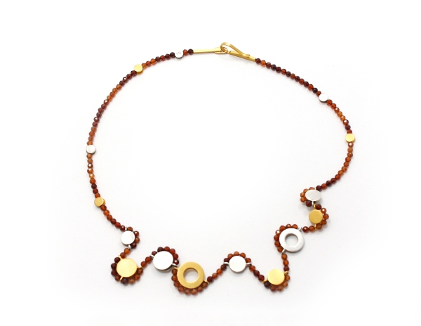 21. Collier Lifelines / Silber / Silber Feingold plattiert / Almandin